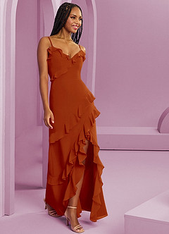 Barbie ♥ Azazie Bridesmaid Dresses Paprika Sheath Chiffon Dress image4