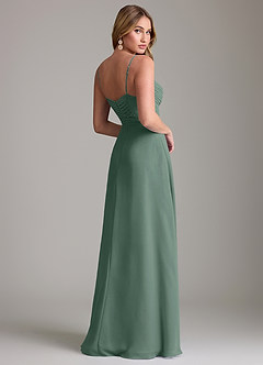 Azazie Terese Bridesmaid Dresses Sea Moss A-Line Pleated Chiffon Dress image2
