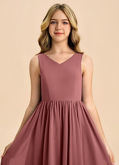 Azazie Hathaway Junior Amethyst A-Line Bow Chiffon Dress image6