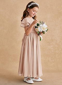 Azazie Ali Flower Girl Dresses English Rose A-Line Pleated Chiffon Dress image5