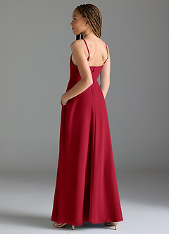 Azazie Moira Junior Scarlet A-Line with Pockets Chiffon Dress image2