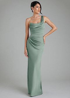 Azazie Sabrina Bridesmaid Dresses Silver Sage Mermaid Corset Stretch Satin Dress image7