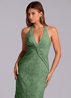 Azazie Valerie Jurken voor bruidsmeisjes Jurk van Bloemen Burn-out met Zeemeermin Geplooid Eucalyptus image8