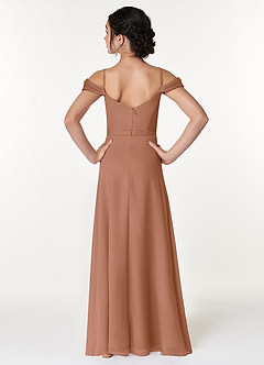 Azazie Alivia Junior Bronzer A-Line Off the Shoulder Chiffon Dress image2