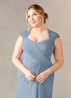Azazie Birdie Mother of the Bride Dresses Dusty Blue A-Line Queen Anne Sequins Chiffon Dress image11