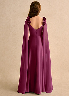 Azazie Rosita Girls Formal vestidos de niña de las flores Vestido de Mora de Satin Mate de Corte en A con Plisado image2