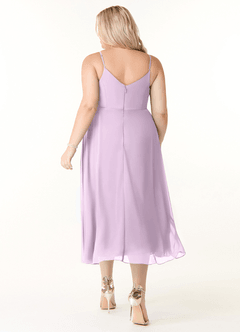 Azazie Clarissa Robes de demoiselle d'honneur Robe Trapèze en Mousseline de soie Col en V Frostiges Flieder image8