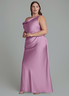 Azazie Emerson Brautjungfernkleider Meerjungfrau-Linie Schulterfrei Stretch-Satin Kleid Blauregen image10