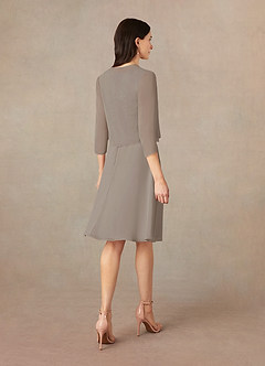 Azazie Klaus Mother of the Bride Dresses Taupe A-Line Scoop Sequins Chiffon Dress image2