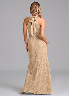 Azazie Doretta Bridesmaid Dresses Champagne Mermaid Pleated Floral Burnout Dress image6