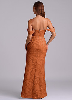 Azazie Johana Bridesmaid Dresses Burnt Orange Mermaid Off the Shoulder Floral Burnout Convertible Dress image7