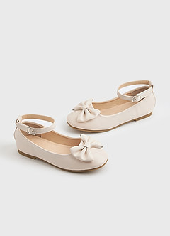 front Bow Ankle Strap Girl's Flat Shoes