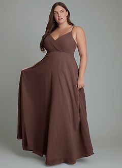 Azazie Amani Bridesmaid Dresses Ganache A-Line Pleated Chiffon Dress image7