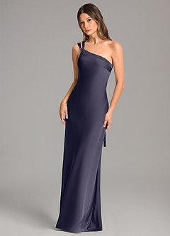 Azazie Monroe Bridesmaid Dresses Stormy Mermaid One Shoulder Stretch Satin Dress image3