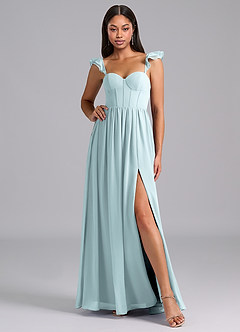 Azazie Denisse Bridesmaid Dresses Mist A-Line Ruched Chiffon Dress image5