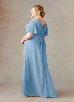 Azazie Morning Glory Mother of the Bride Dresses Powder Blue A-Line V-Neck Ruched Chiffon Dress image8