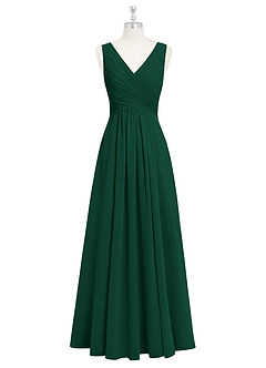 Azazie Flora Bridesmaid Dresses Emerald A-Line Pleated Chiffon Dress image7