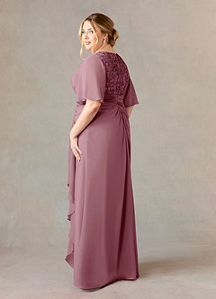 Azazie Carson Mother of the Bride Dresses Vintage Mauve A-Line V-Neck Lace Chiffon Dress image9