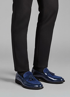 front Men's Leather and Velvet Tassel Loafers