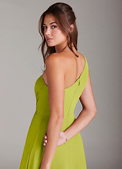 Azazie Brooke Bridesmaid Dresses Lemongrass A-Line One Shoulder Chiffon Dress image6