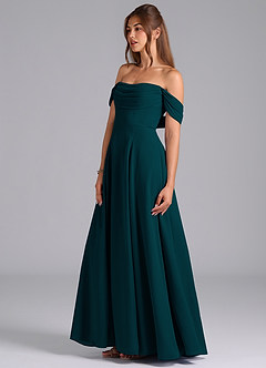 Azazie Almina Bridesmaid Dresses Pine A-Line Off the Shoulder Chiffon Convertible Dress image6