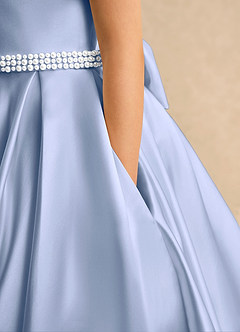 Azazie Gabriella Flower Girl Dresses Ice Ball-Gown with Sleeves Matte Satin Dress image6