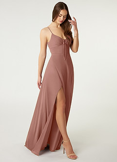 Azazie Minie Bridesmaid Dresses Cedar Rose A-Line Bow Chiffon Dress image1