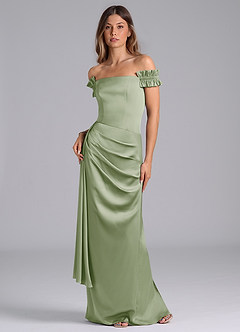 Azazie Kalysia Vestidos de damas de honor Vestido de Salvia Polvorienta de Satén Elástico de Corte Sirena Convertible con Vestidos sin tirantes image1