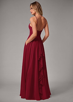 Azazie Amalia Bridesmaid Dresses Burgundy A-Line Pleated Chiffon Dress image2
