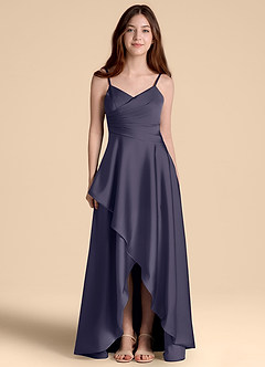 Azazie Prisha Junior A-Linie Plissee Stretch-Satin Kleid Sturm image5