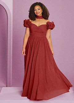 Barbie ♥ Azazie Bridesmaid Dresses Rust A-Line Off the Shoulder Chiffon Convertible Dress image15