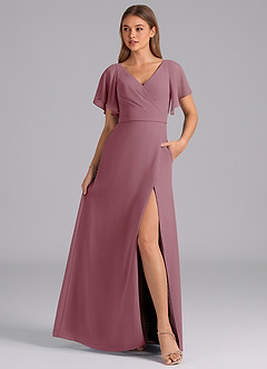Azazie Ambrosia Bridesmaid Dresses Vintage Mauve A-Line Pleated Chiffon Dress image3