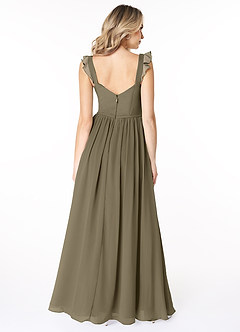 Azazie Stassie Bridesmaid Dresses Willow Green A-Line Sweetheart Ruched Chiffon Dress image2