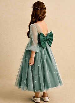 Azazie Trudy Flower Girl Dresses Dark Green Ball-Gown Sweetheart Neckline Tulle Dress image7
