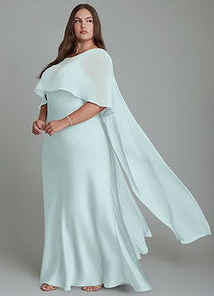 Azazie Stefania Vestidos de damas de honor Vestido Vidrio Marino de Satén Elástico de Línea A image10