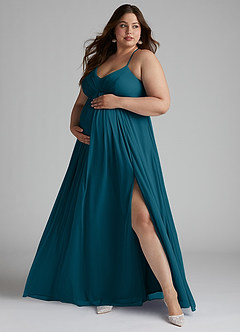 Azazie Annabelle Abiti da damigella d'onore premaman Abito A-Line con Scollo a V a Pieghe Maglia Floor-Length image7