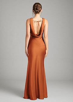 Azazie Rylina Vestidos de damas de honor Vestido de Canela de Satén Elástico de Corte Sirena image2