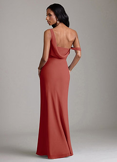 Azazie Madelyn Bridesmaid Dresses Terracotta Mermaid One Shoulder Chiffon Convertible Dress image2