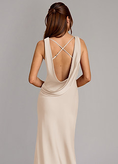 Azazie Cheryl Bridesmaid Dresses White Alabaster Mermaid Stretch Satin Dress image2