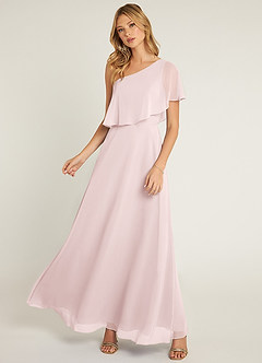 Azazie Lizzy Brautjungfernkleider A-Linie One-Shoulder Chiffon Kleid Zartrosa image5
