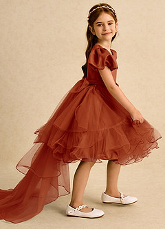 Azazie Cocoa vestidos de niña de las flores Vestido de Pimenton de Tul de Princesa con Plisado image1