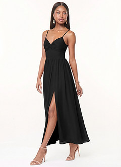 Azazie Zeya 신부 들러리 드레스 A라인 주름진 쉬폰 발목 길이 드레스 image2