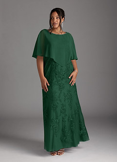 Azazie Whilhelmina Kleider für die Brautmutter Meerjungfrau-Linie Spitze Chiffon Kleid Dunkelgrün image11