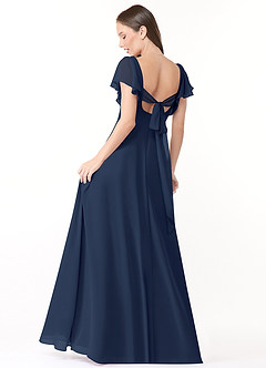 Azazie Syenna Bridesmaid Dresses Dark Navy A-Line Ruched Chiffon Dress image2