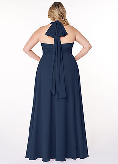 Azazie Fifi Brautjungfernkleider Wandelbar A-Linie Schulterfrei Chiffon Kleid Dunkelmarine image13