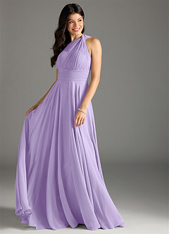Azazie Charlize Bridesmaid Dresses Lilac A-Line One Shoulder Chiffon Dress image3