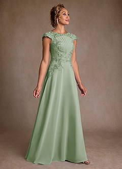Azazie Christi Mother of the Bride Dresses Dusty Sage A-Line Lace Chiffon Dress image3