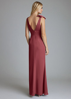 Azazie Taro Bridesmaid Dresses Merlot Sheath Bow Chiffon Dress image2