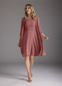 Azazie Shirley Mother of the Bride Dresses Desert Rose A-Line Scoop Pleated Chiffon Dress image2