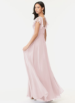 Azazie Bondi Bridesmaid Dresses Blushing Pink A-Line Ruffled Chiffon Dress image5